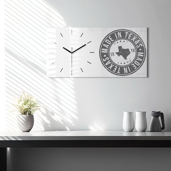 Glass wall clock rectangular Texas stamp