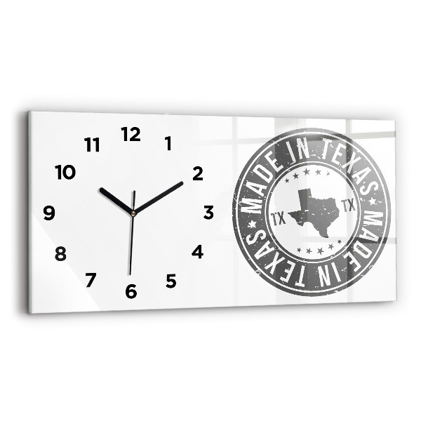 Glass wall clock rectangular Texas stamp