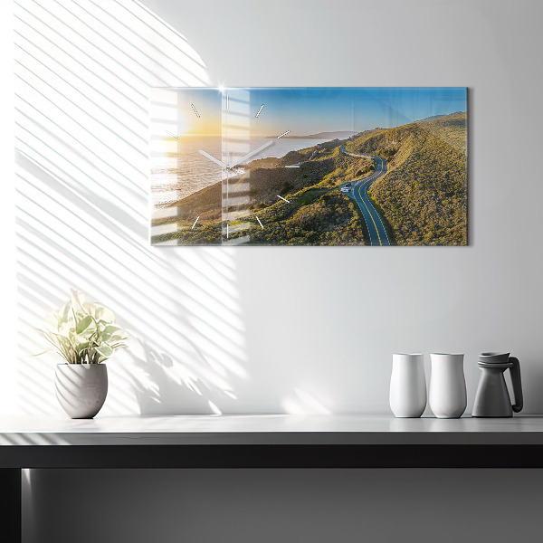 Glass wall clock rectangular The Road to San Francisco
