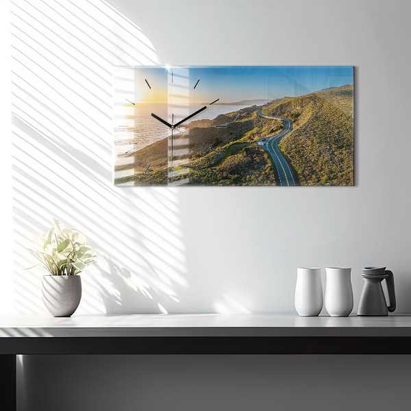 Glass wall clock rectangular The Road to San Francisco