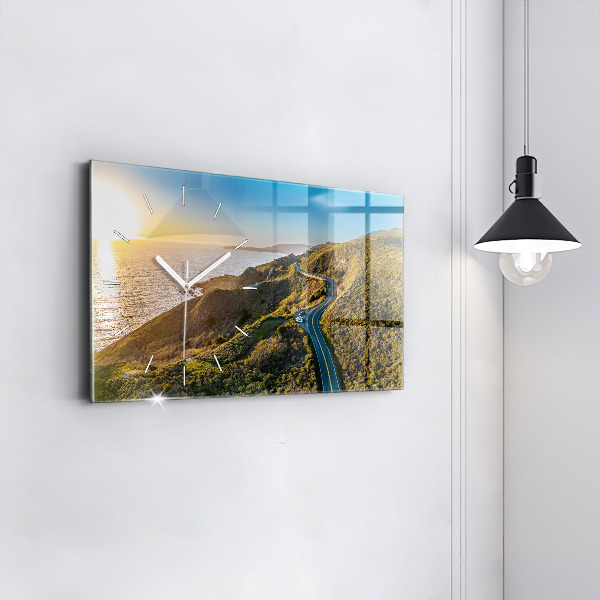 Glass wall clock rectangular The Road to San Francisco