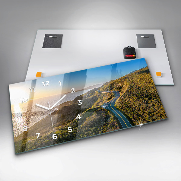 Glass wall clock rectangular The Road to San Francisco