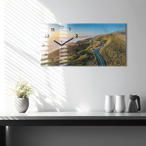 Glass wall clock rectangular The Road to San Francisco
