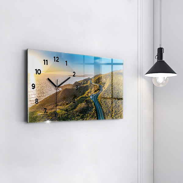 Glass wall clock rectangular The Road to San Francisco