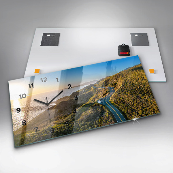 Glass wall clock rectangular The Road to San Francisco