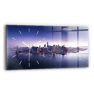 Glass wall clock rectangular View of San Francisco