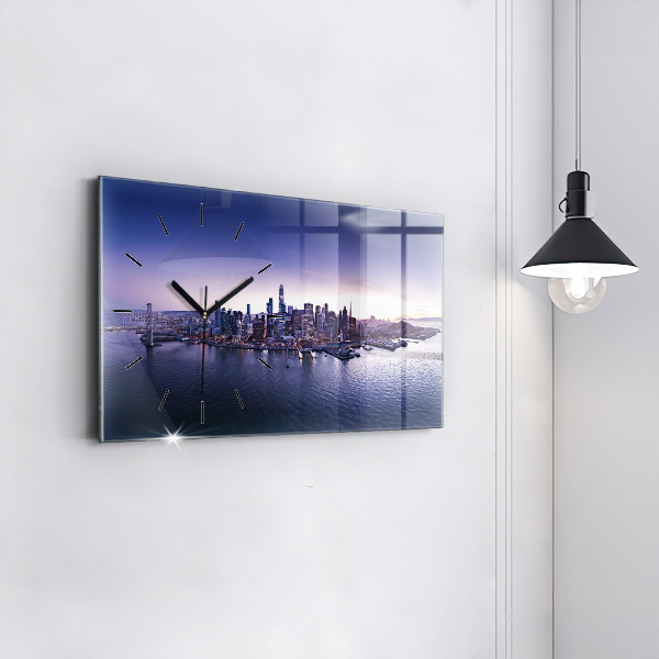 Glass wall clock rectangular View of San Francisco