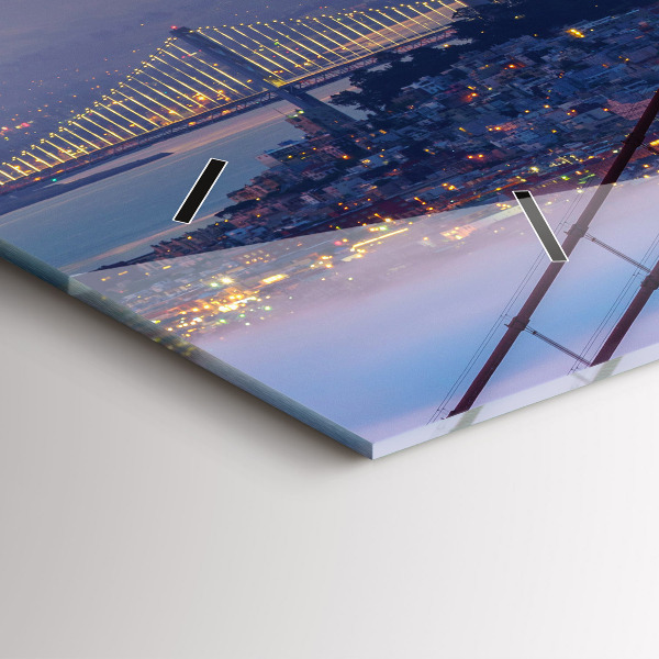 Glass wall clock rectangular San Francisco Bridge