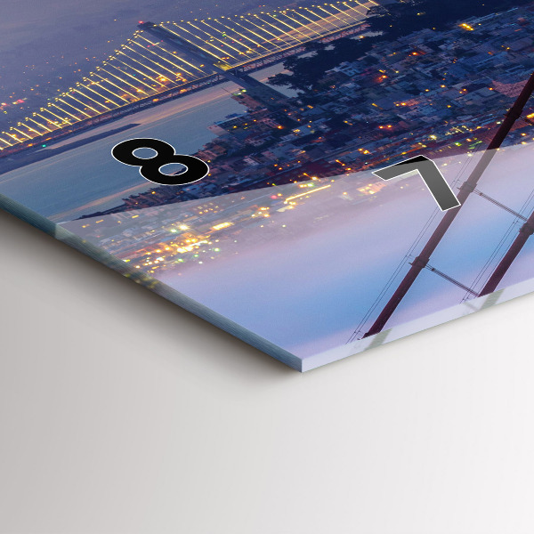 Glass wall clock rectangular San Francisco Bridge