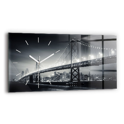 Glass wall clock rectangular San Francisco Bridge at Night