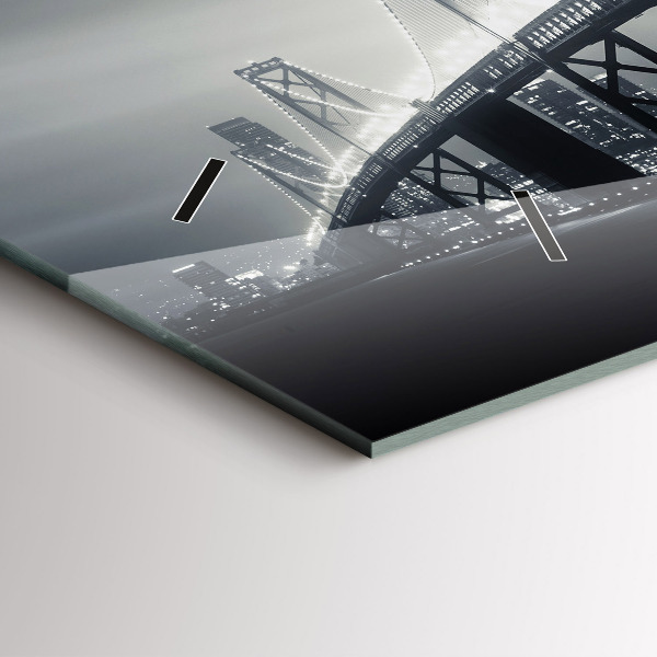 Glass wall clock rectangular San Francisco Bridge at Night