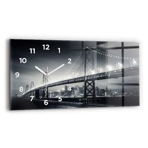 Glass wall clock rectangular San Francisco Bridge at Night