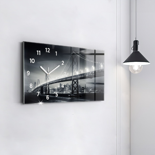 Glass wall clock rectangular San Francisco Bridge at Night