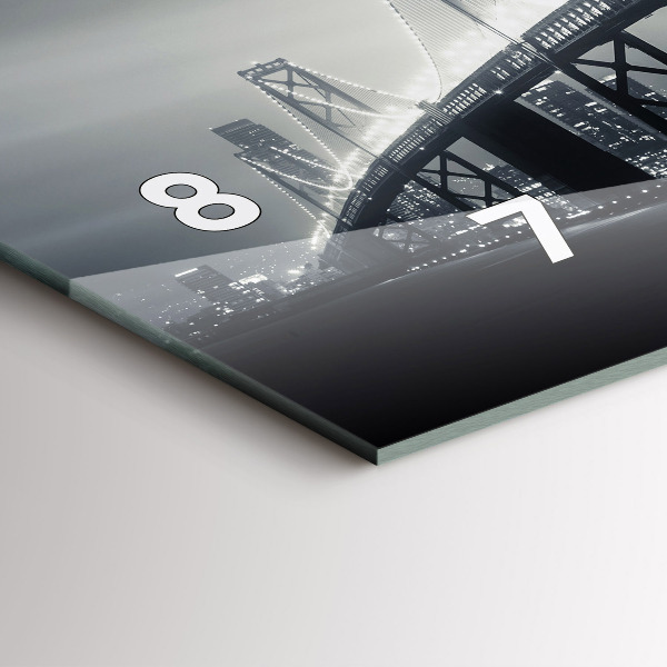 Glass wall clock rectangular San Francisco Bridge at Night