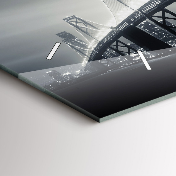 Glass wall clock rectangular San Francisco Bridge at Night