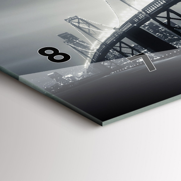 Glass wall clock rectangular San Francisco Bridge at Night