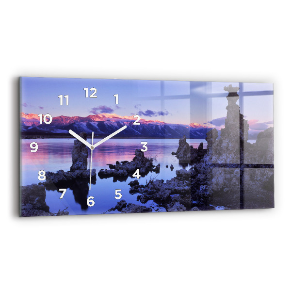 Glass wall clock rectangular Lake California