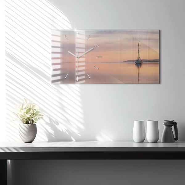 Glass wall clock rectangular Lake Balaton USA