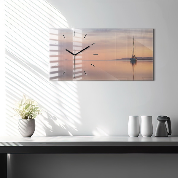 Glass wall clock rectangular Lake Balaton USA