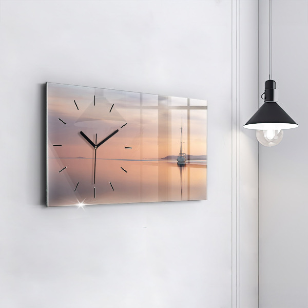 Glass wall clock rectangular Lake Balaton USA