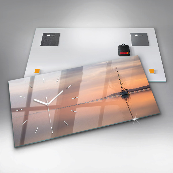 Glass wall clock rectangular Lake Balaton USA