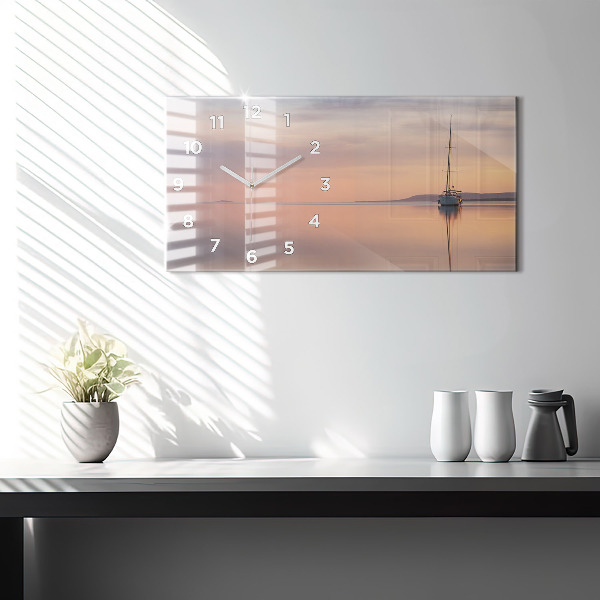Glass wall clock rectangular Lake Balaton USA