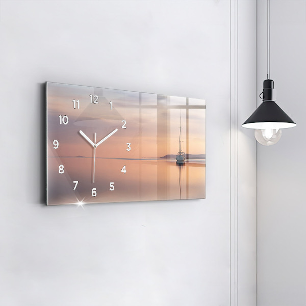 Glass wall clock rectangular Lake Balaton USA