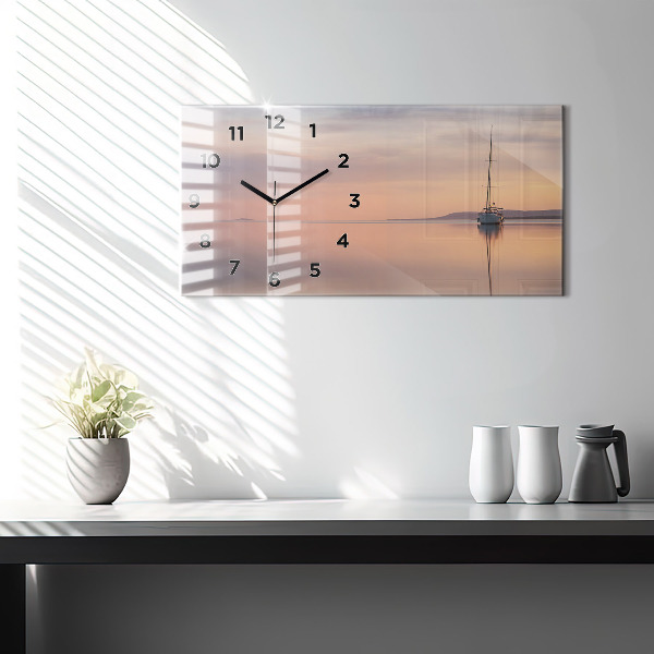 Glass wall clock rectangular Lake Balaton USA