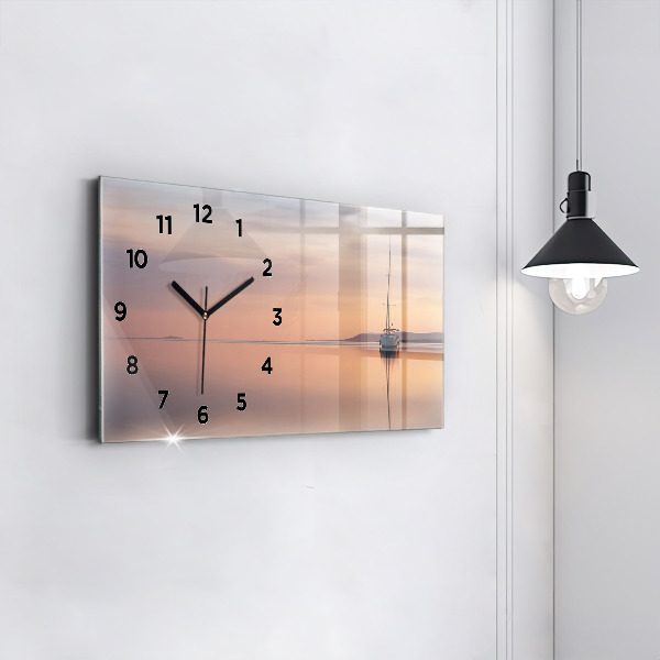 Glass wall clock rectangular Lake Balaton USA