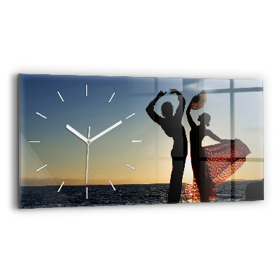 Glass wall clock rectangular Spanish Dance at Sea