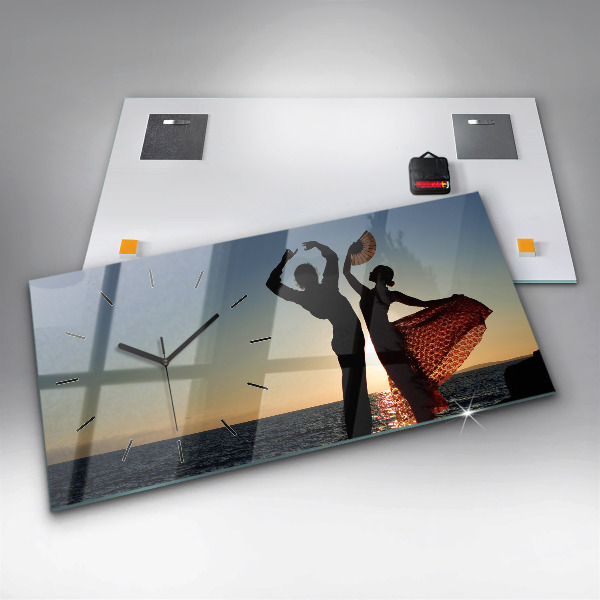 Glass wall clock rectangular Spanish Dance at Sea