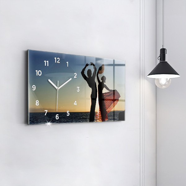 Glass wall clock rectangular Spanish Dance at Sea
