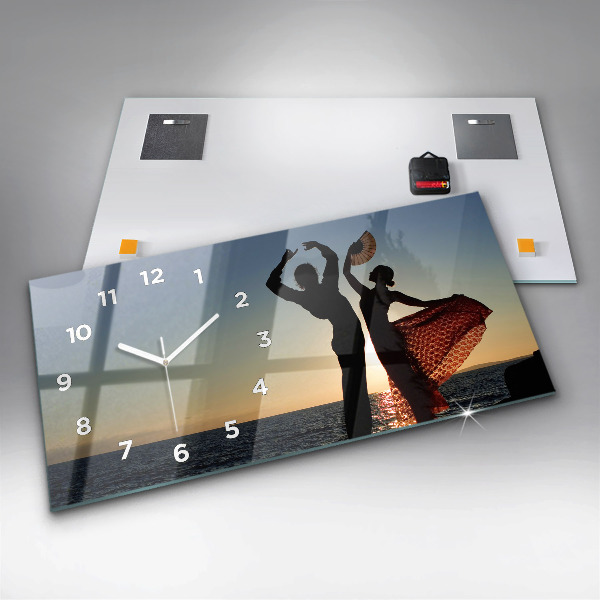 Glass wall clock rectangular Spanish Dance at Sea