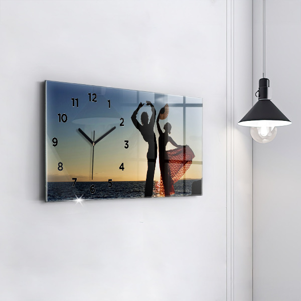 Glass wall clock rectangular Spanish Dance at Sea
