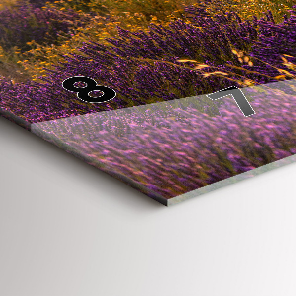 Glass wall clock rectangular Lavender meadow France