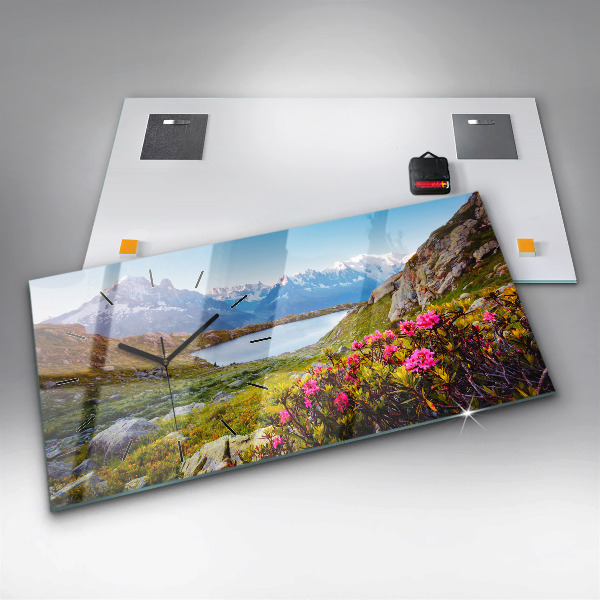 Glass wall clock rectangular Mont Blanc Glacier Chamonix