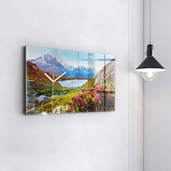 Glass wall clock rectangular Mont Blanc Glacier Chamonix