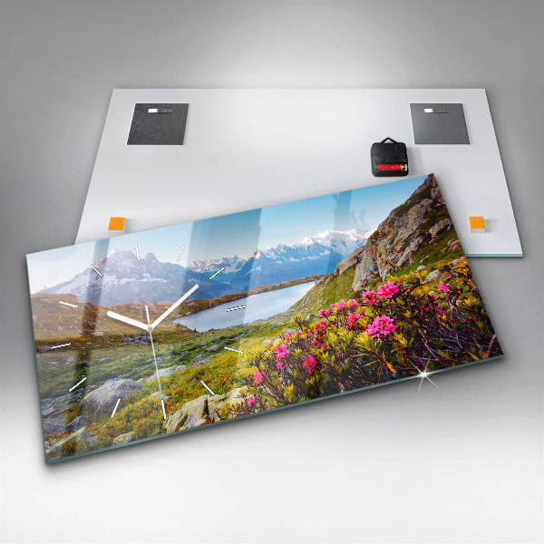 Glass wall clock rectangular Mont Blanc Glacier Chamonix