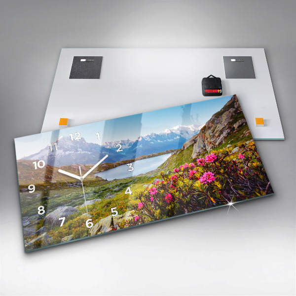 Glass wall clock rectangular Mont Blanc Glacier Chamonix