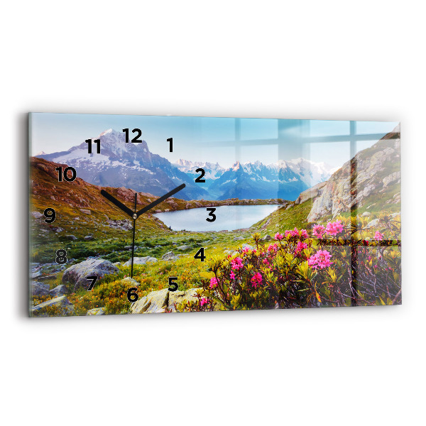 Glass wall clock rectangular Mont Blanc Glacier Chamonix