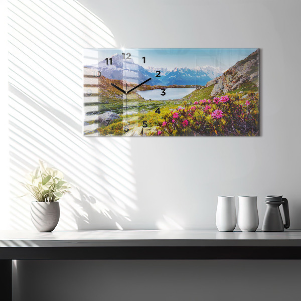 Glass wall clock rectangular Mont Blanc Glacier Chamonix
