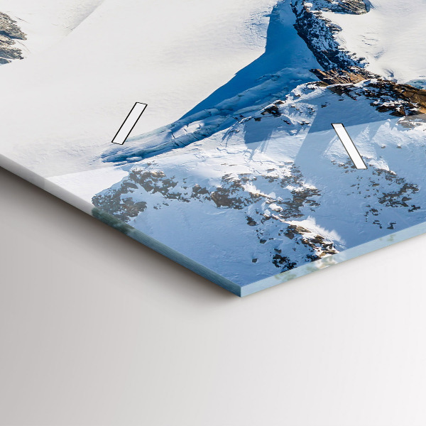 Glass wall clock rectangular Skier in the Alps