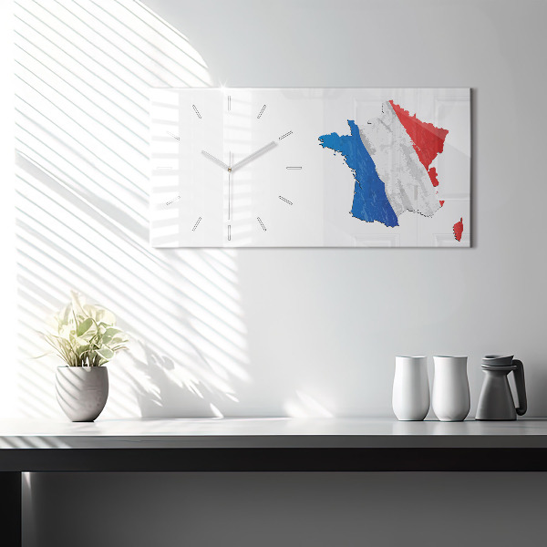 Glass wall clock rectangular Flag of France