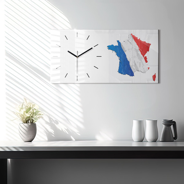 Glass wall clock rectangular Flag of France