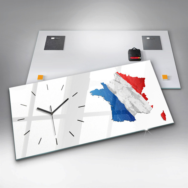 Glass wall clock rectangular Flag of France