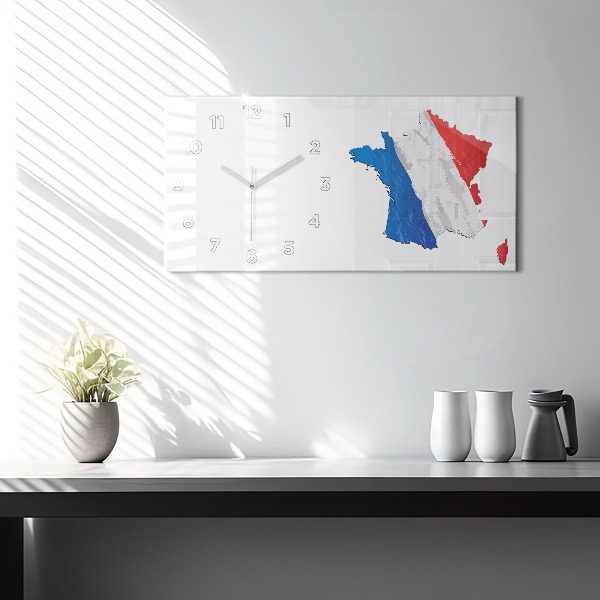 Glass wall clock rectangular Flag of France