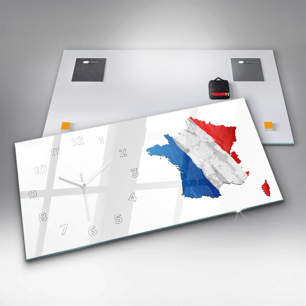 Glass wall clock rectangular Flag of France