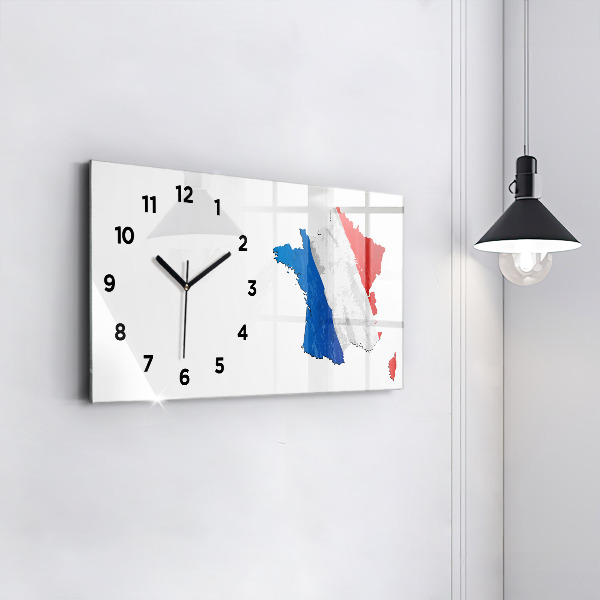 Glass wall clock rectangular Flag of France