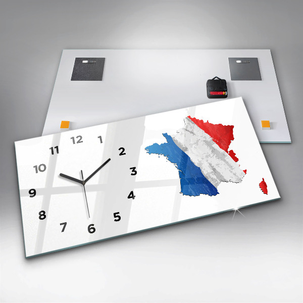 Glass wall clock rectangular Flag of France
