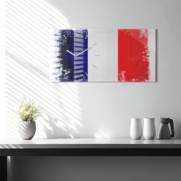 Glass wall clock rectangular Flag of France